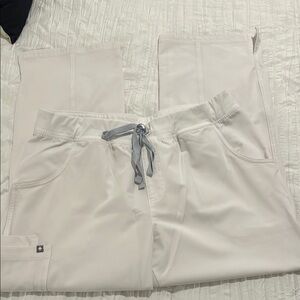Figs White Scrub Pants with Elastic Waistband